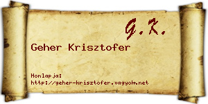 Geher Krisztofer névjegykártya